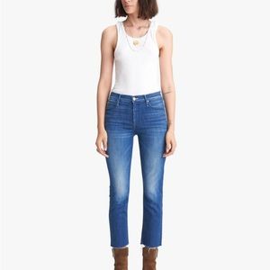 Mother The Mid Rise Dazzler Crop Fray Squeeze it Size 27